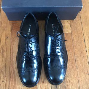 Women's Black Leather Oxford Brogue Size 7 or 38 by Arthur Knight